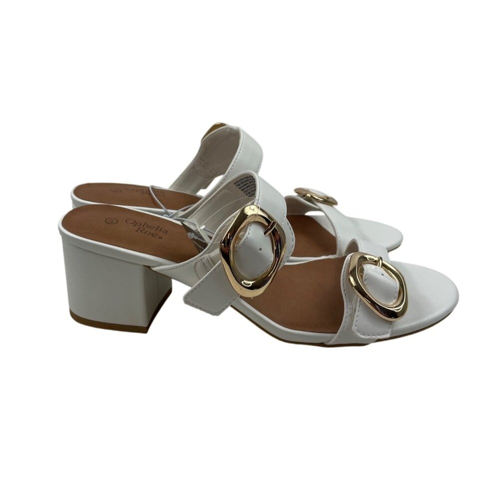 Ophelia Roe Ingrid White Sandal Gold Accents Womens Size 11 Medium - Picture 3 of 12